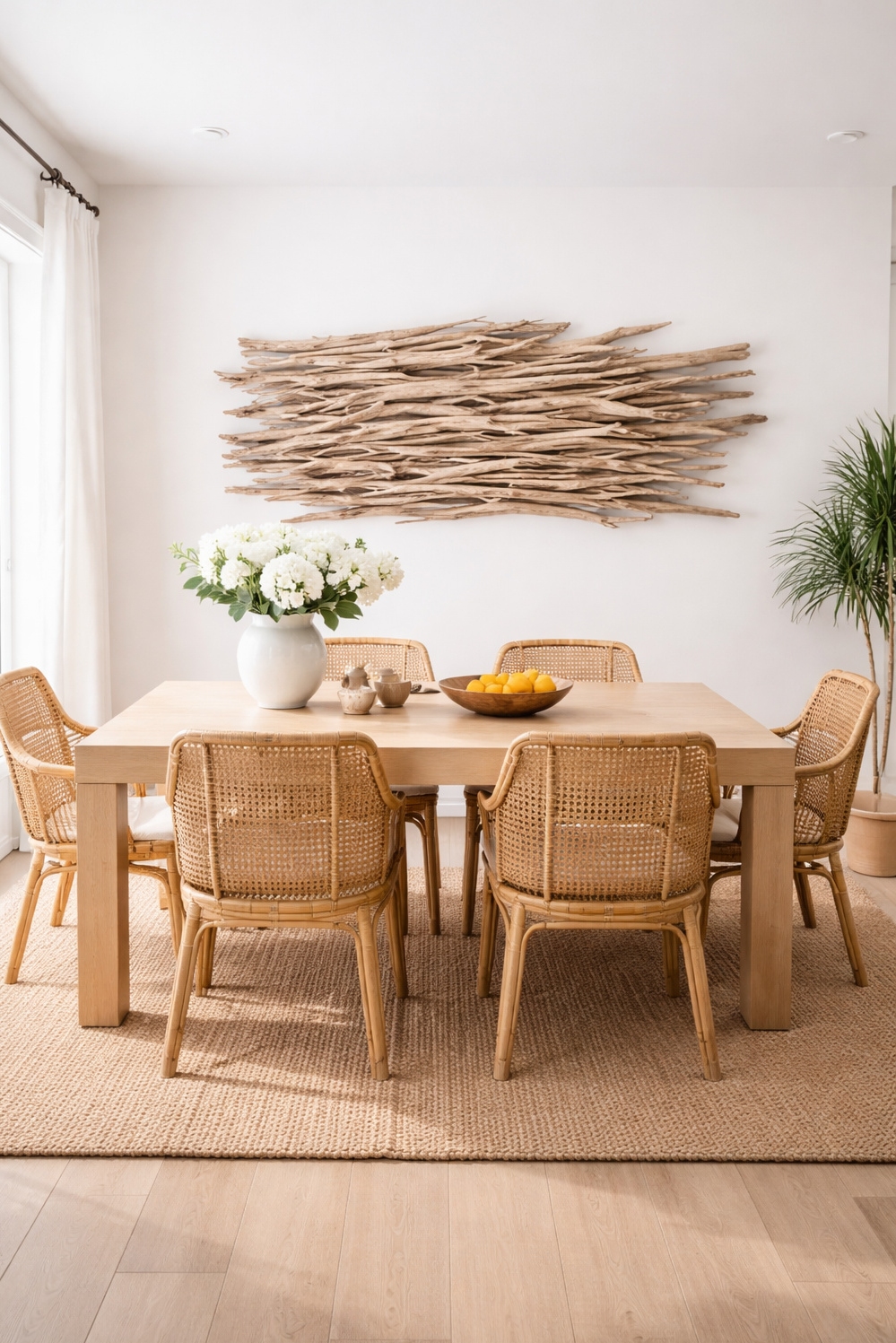 Wood accents for dining room - Coastal Vibe: Wood Accents Create Serenity - These wood accents in the dining room create...