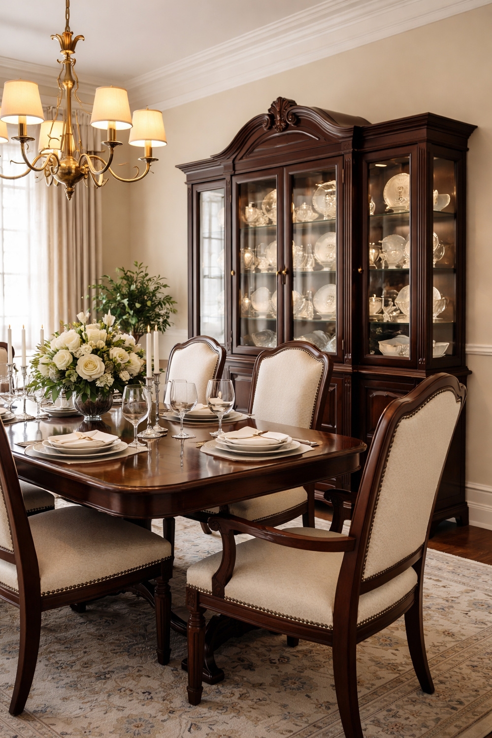 Wood accents for dining room - Elegant Dining Room: Wood Creates Warmth - These wood accents in the elegant dining room...