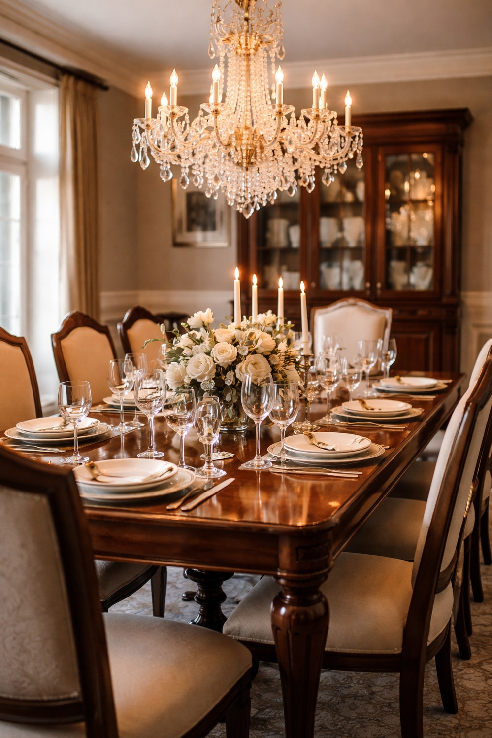 Wood accents for dining room - Polished Wood Table: Dining Room Star - The polished wood dining table is the star....