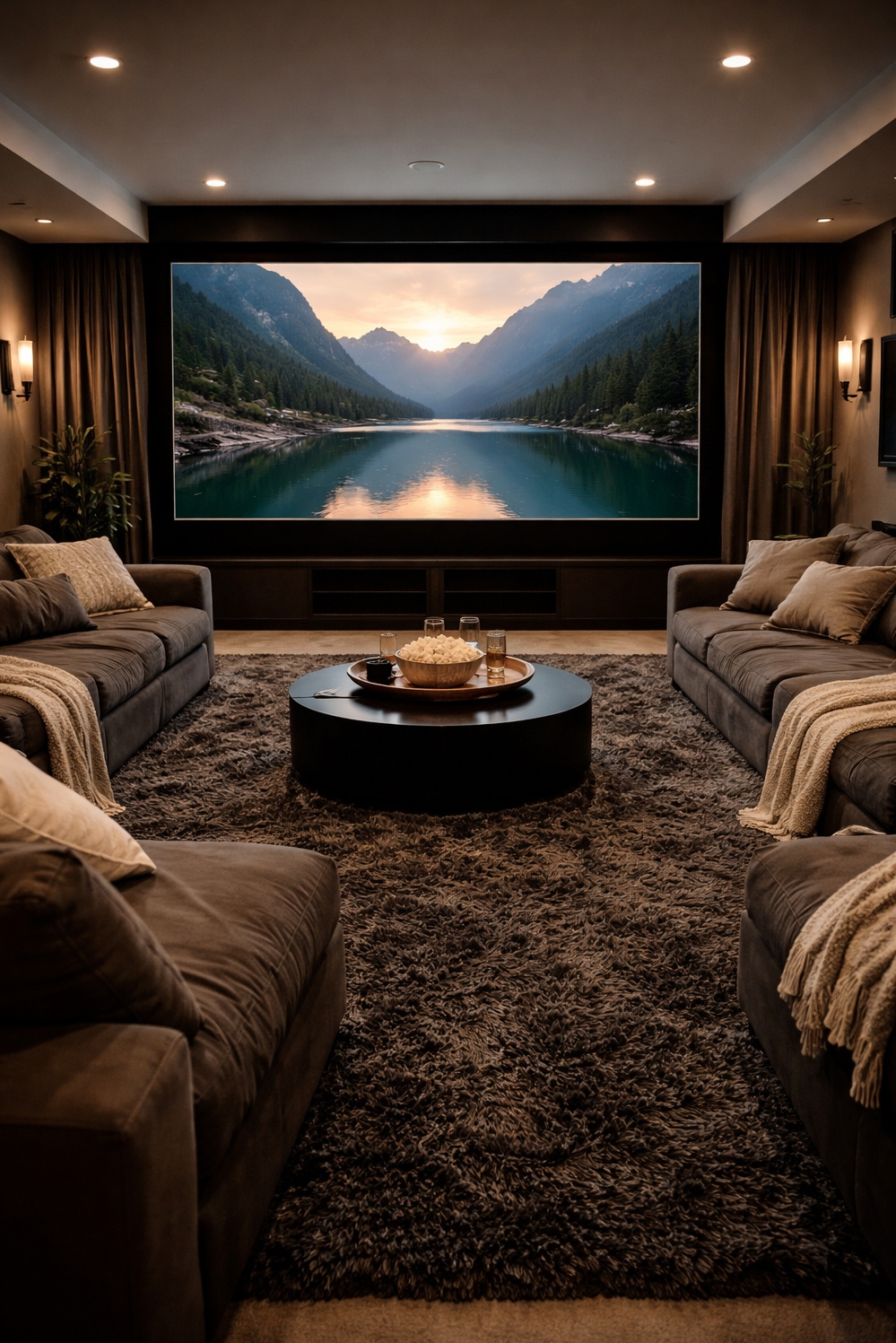 shaggy area rug ideas - Soft Shaggy Rug: Home Theater Looks - The shaggy area rug featuring in this home...