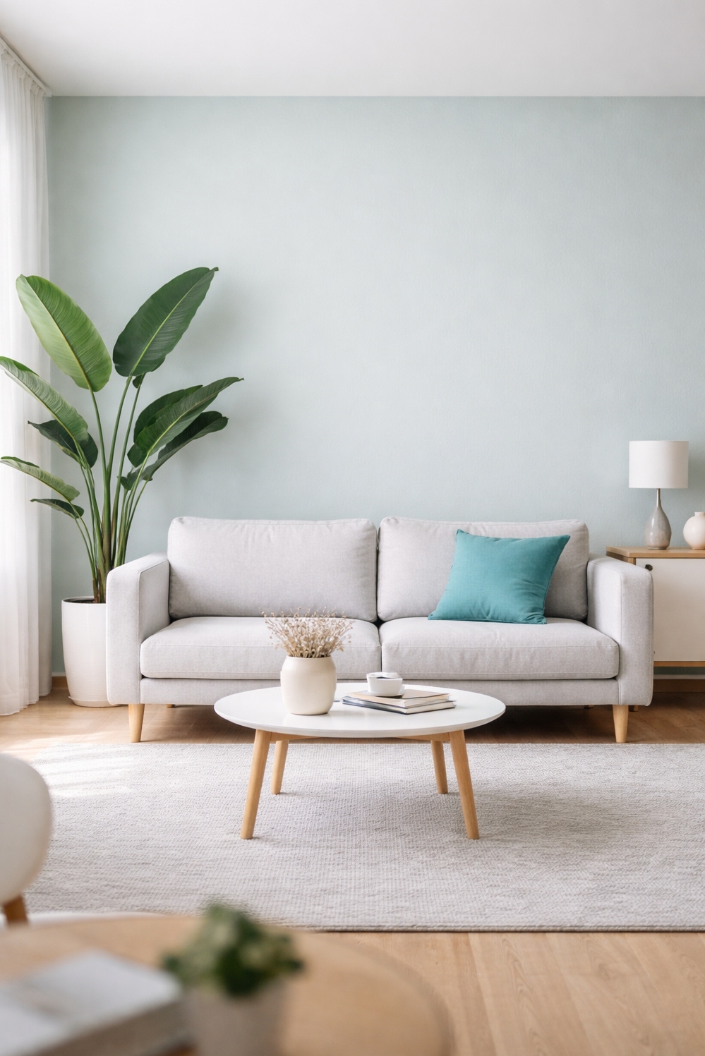 turquoise living room decor - Clean Lines, Calm Turquoise Vibe - These clean, minimalist lines create a calm vibe...