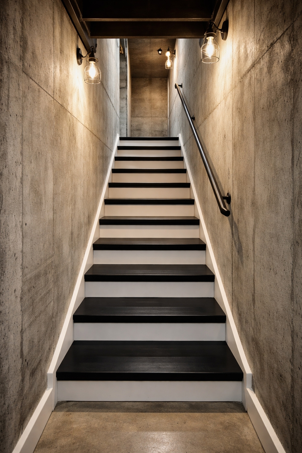 Black painted stair treads ideas - Black Stair Treads Grab Attention Right Away - These black painted stair treads grab your attention...