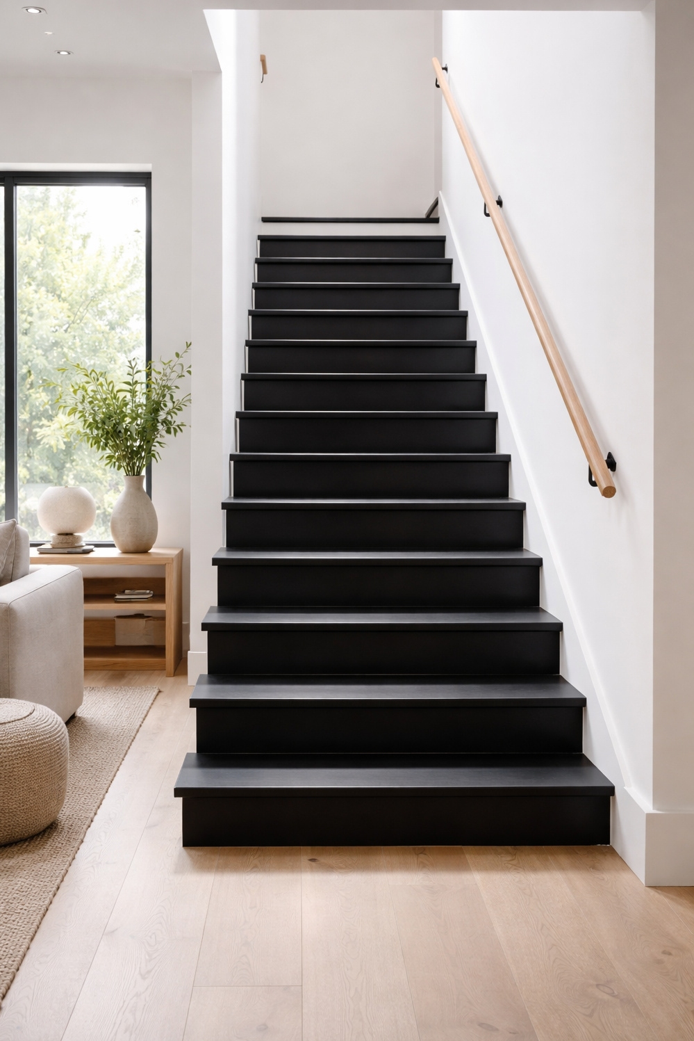 Black painted stair treads ideas - Offer With Striking - These black painted stair treads offer a striking...