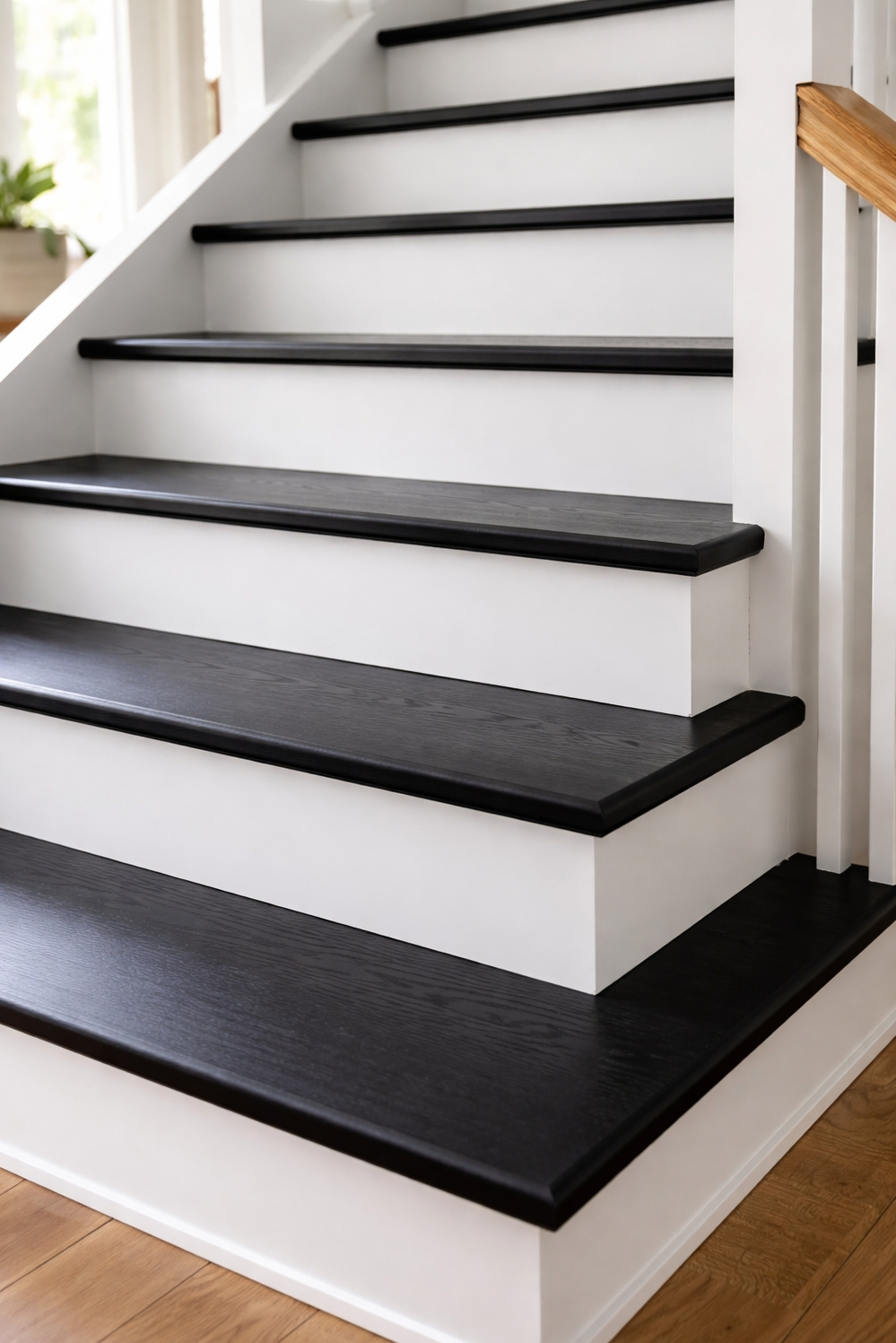 Black painted stair treads ideas - Black Stair Treads: A Simple Elegance - These black painted stair treads offer a lesson...
