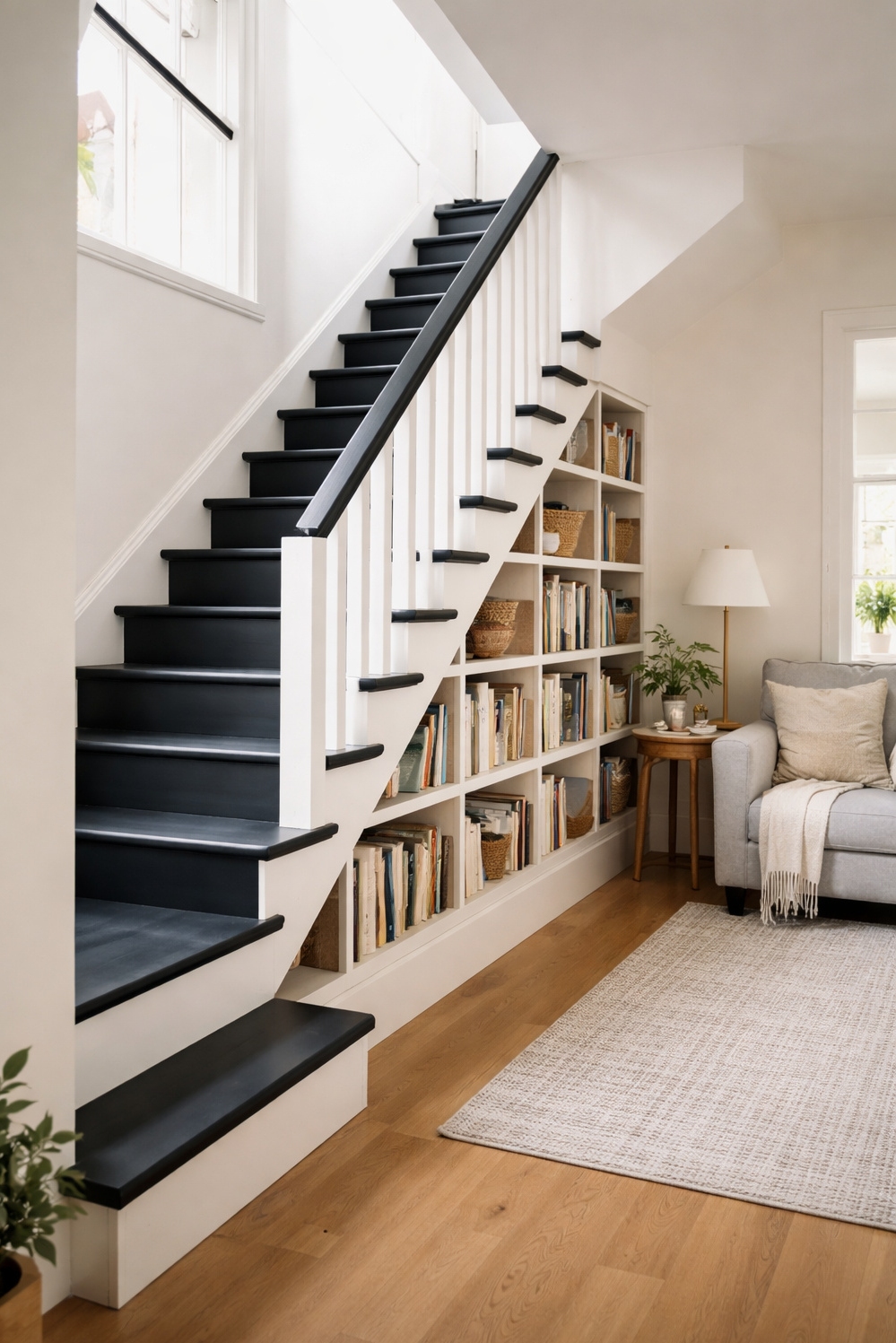 Black painted stair treads ideas - Offer With Striking - These black painted stair treads offer a striking...