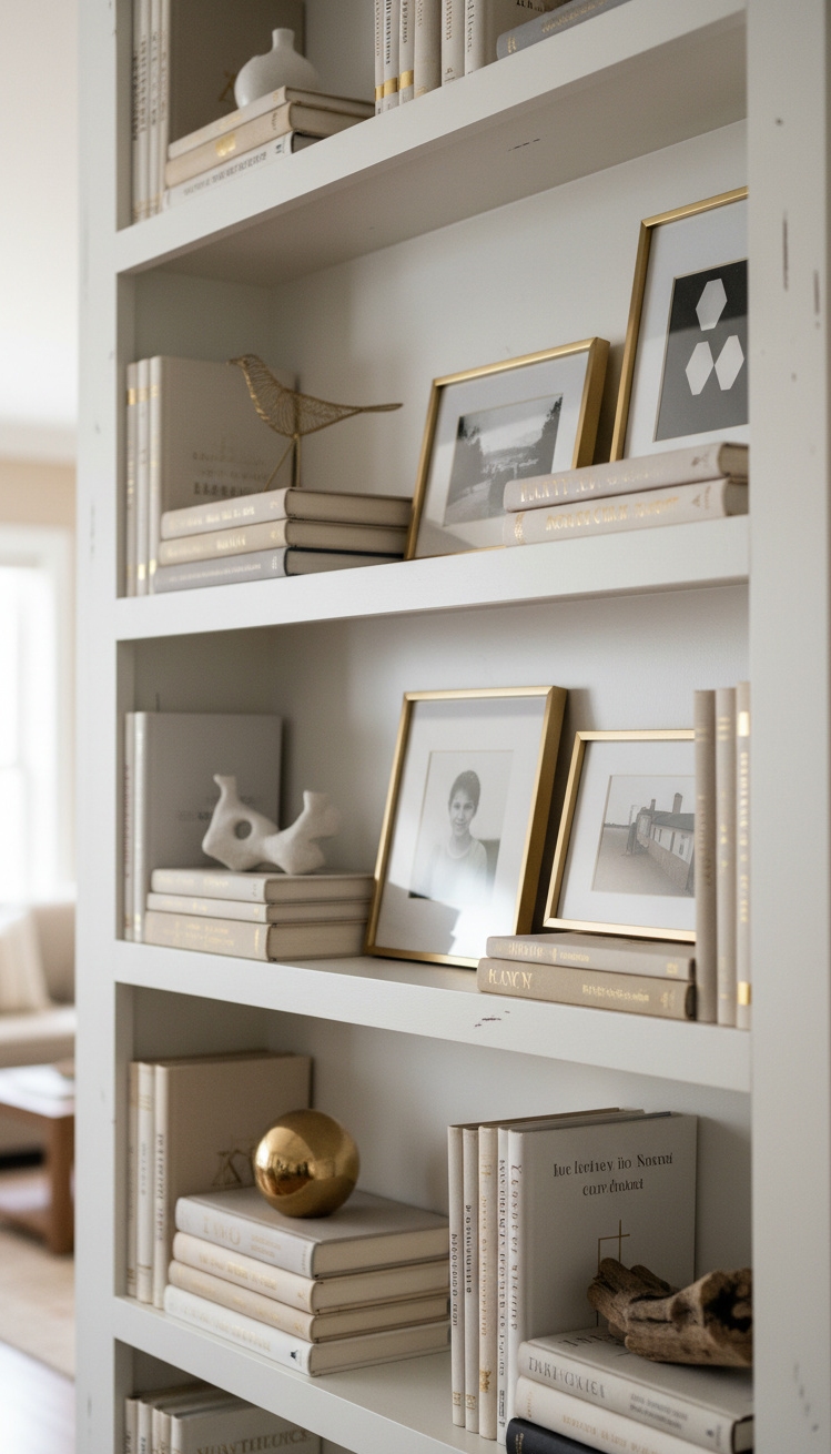 white bookshelves ideas - Styled White Bookshelves: Calm and Collected - These styled white bookshelves ideas feel calm and...