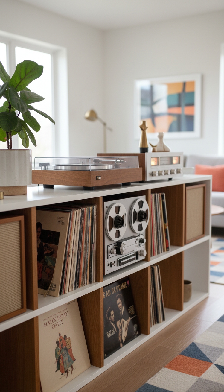 white bookshelves ideas - White Bookshelves: Cool Vinyl Display - These white bookshelves display a cool collection of...