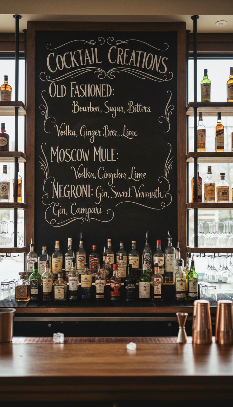 chalkboard wall ideas - White Chalk Showcases Bar Area Ideas - The chalkboard wall is the star, showcasing creative...