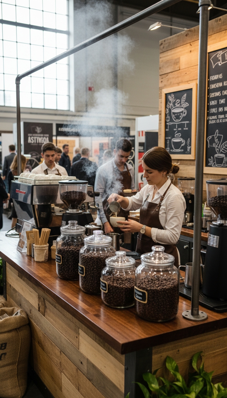 vendor booth ideas - Dark Coffee, Glass Jars: Booth Design - These glass jars filled with dark roasted coffee...