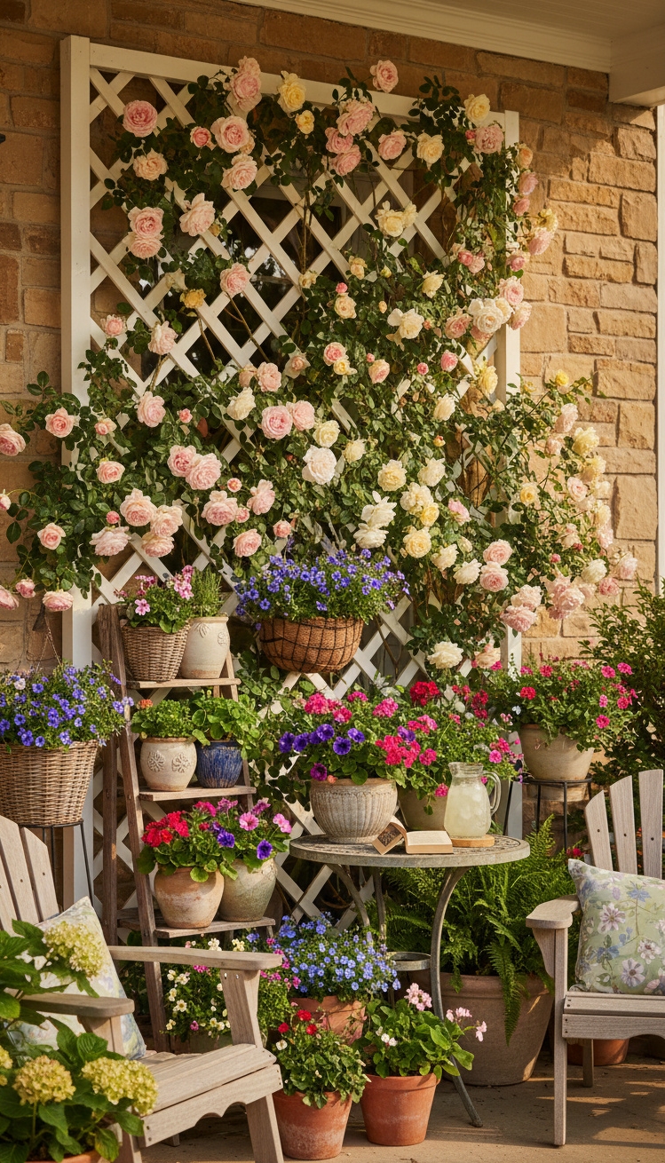 spring front porch ideas - Climbing Roses Steal the Color Show - These climbing roses steal the show. They explode...