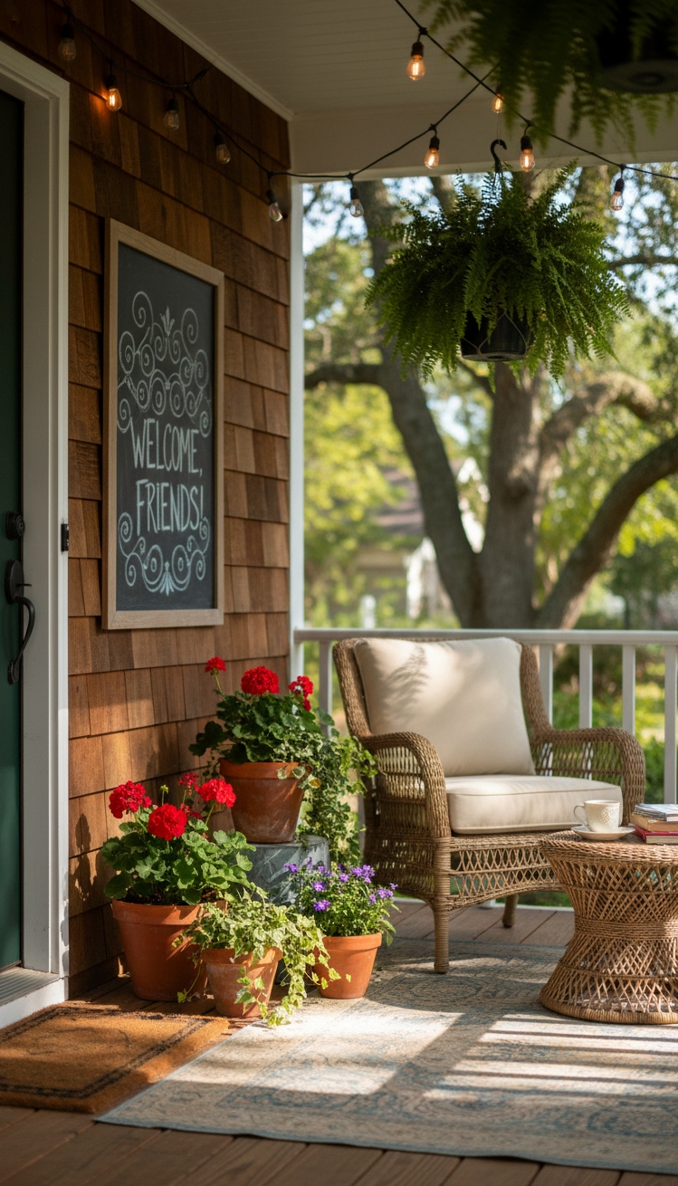 chalkboard wall ideas - Welcoming Chalkboard Porch Offers Personal Greeting - The welcoming chalkboard wall on this front porch...