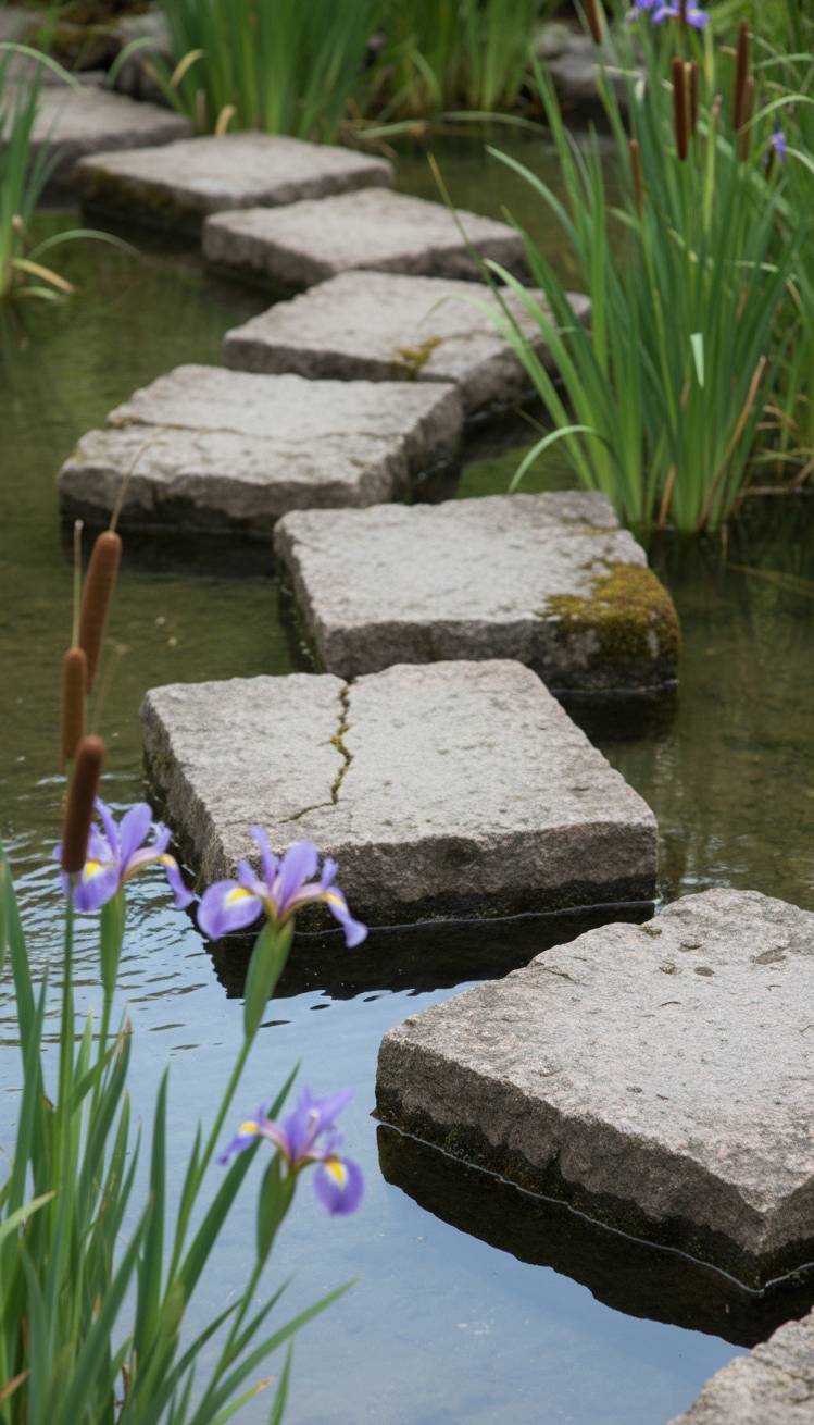 garden pond landscaping ideas - Stepping Stones Invite Pond Crossing - These stepping stones invite you to cross the...