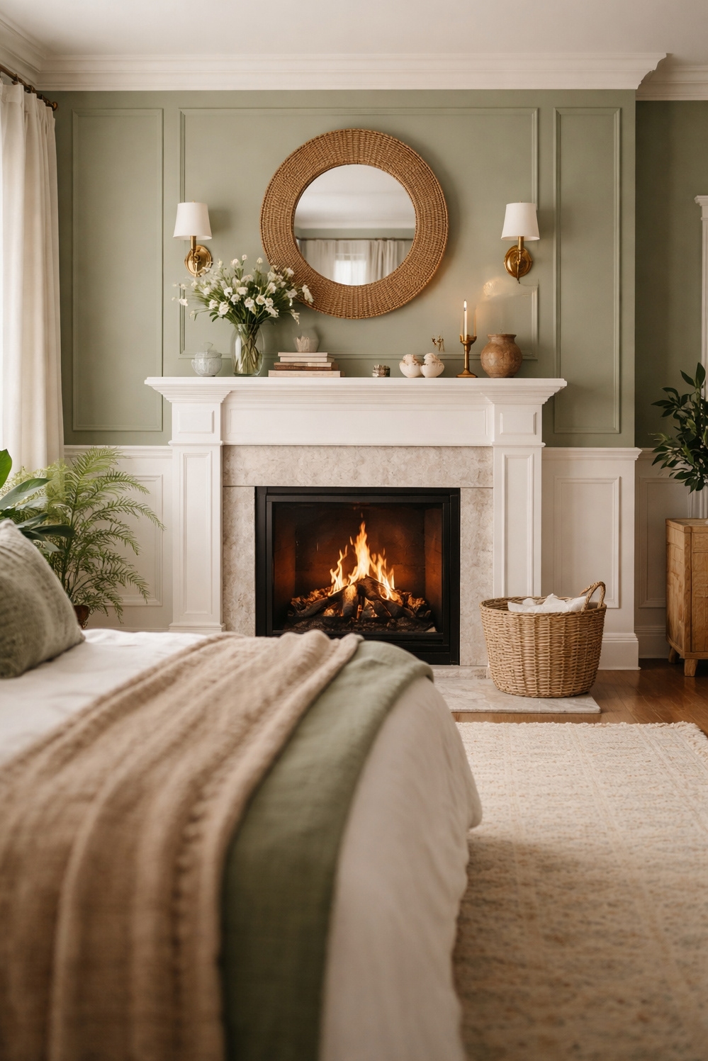 green layout for bedroom - Green Bedroom Walls: A Soft Feel - The green walls in this bedroom feel soft,...