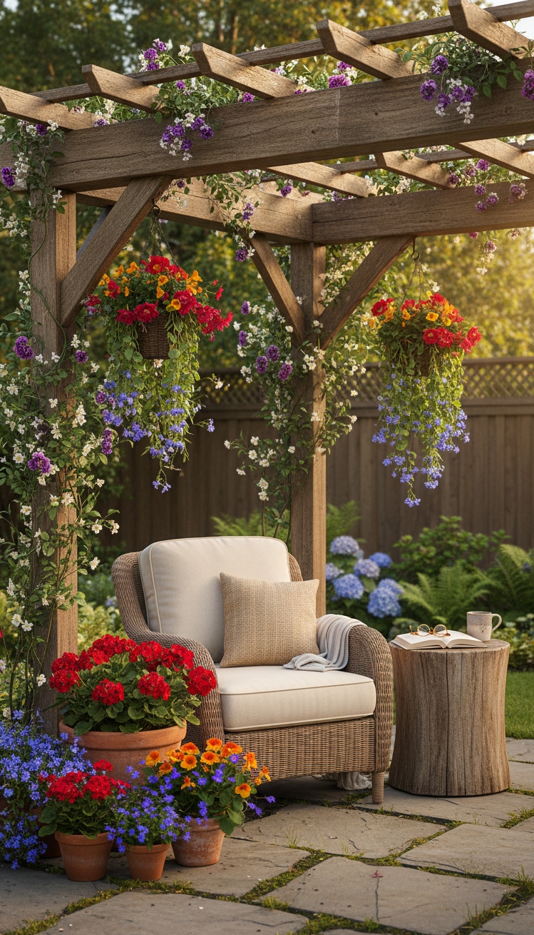 pergola ideas for backyard - Cedar Pergola Creates Shaded Backyard Haven - The cedar wood pergola creates a shaded haven...