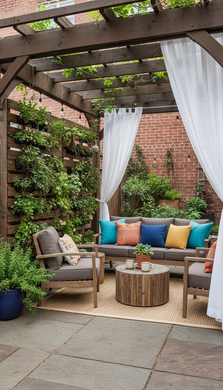pergola ideas for backyard - Pergola Stands as Urban Backyard Heart - The pergola stands as the heart of this...