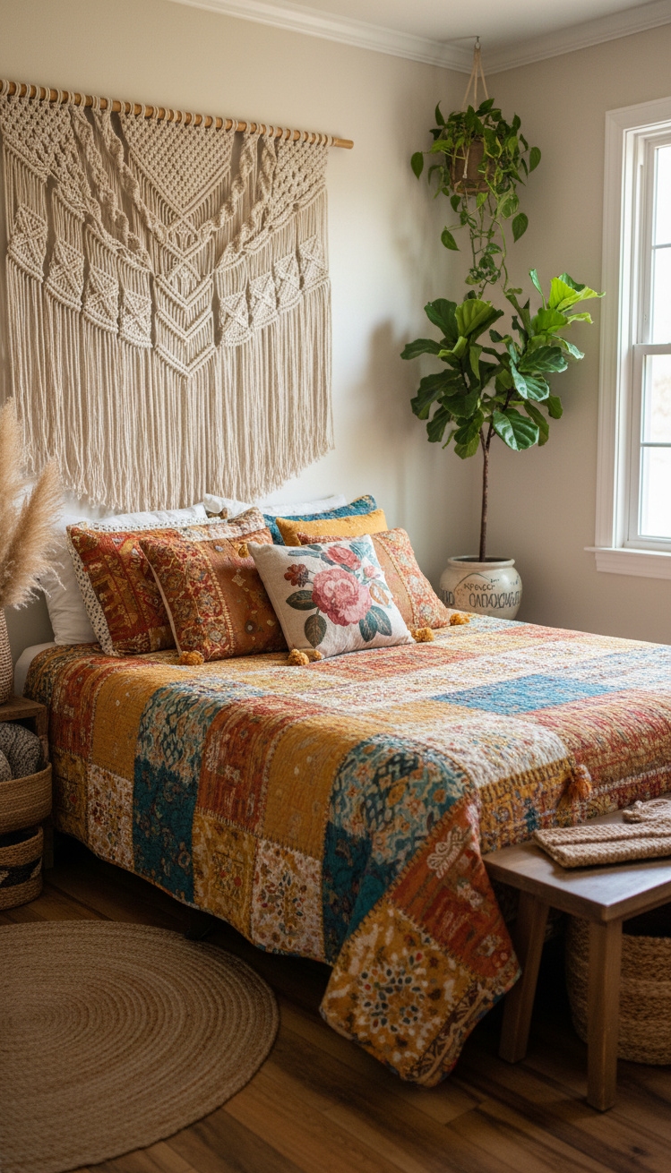 master bedroom furniture design ideas - Macrame Wall Hanging Steals the Show - The macrame wall hanging steals the show. Its...