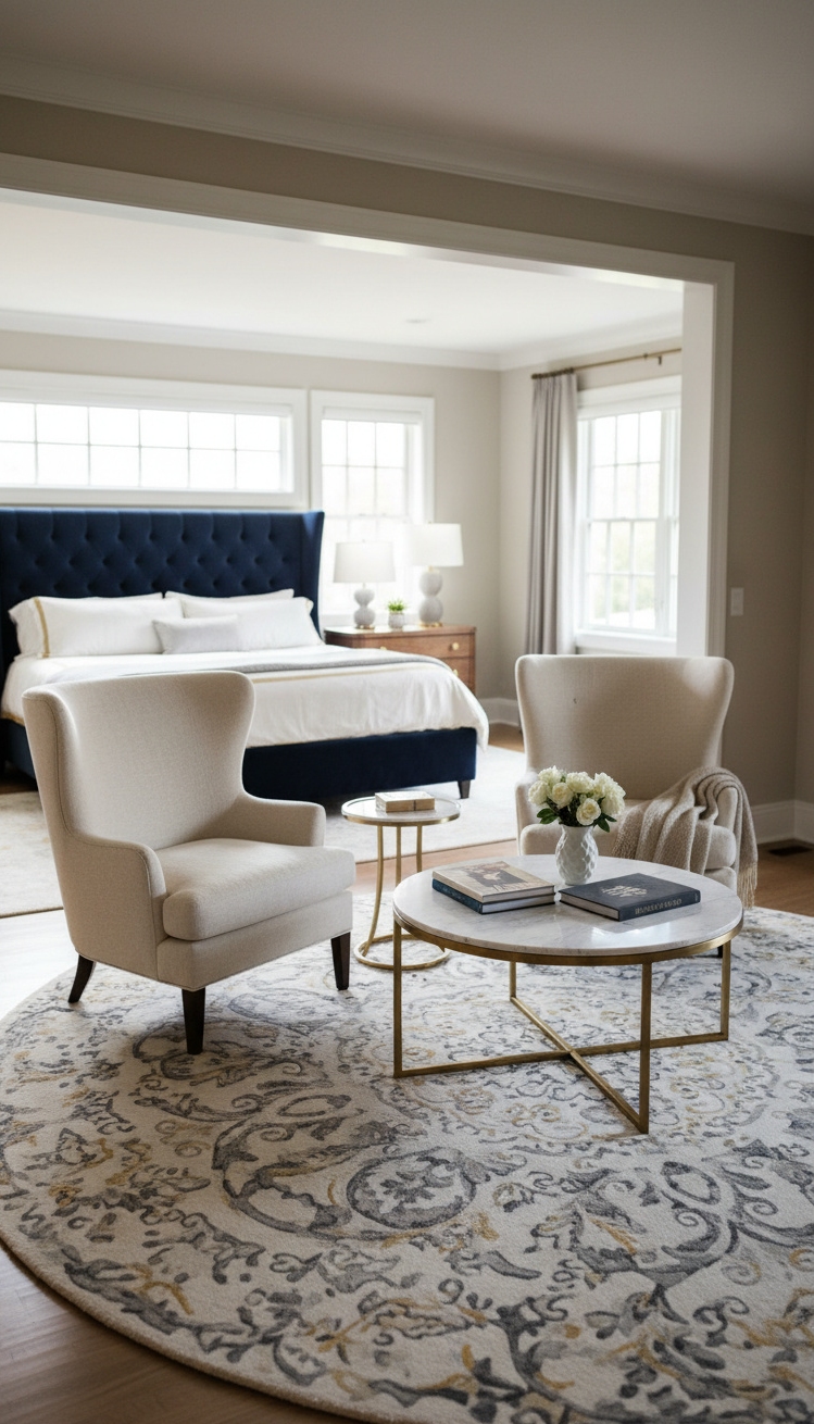 master bedroom furniture design ideas - Master Bedroom: Armchairs Placed Just So - These armchairs, placed just so, beckon you to...