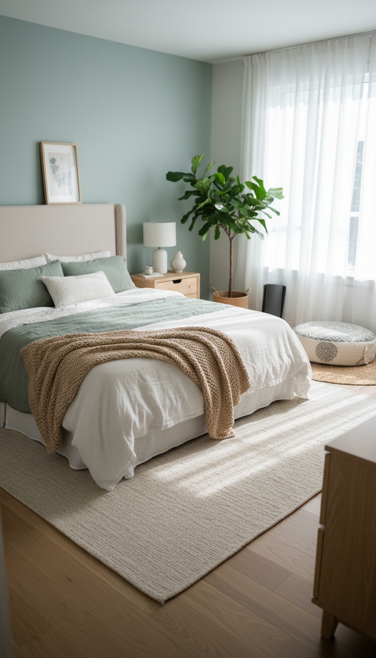 master bedroom furniture design ideas - Gauzy Curtains Soften Bedroom Sunlight - These light, gauzy curtains soften the sunlight pouring...