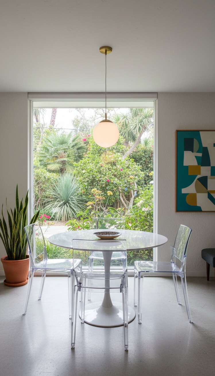 mid century modern dining room - Minimalist Dining: Tulip Table Anchors Style - The tulip table anchors this minimalist mid century...