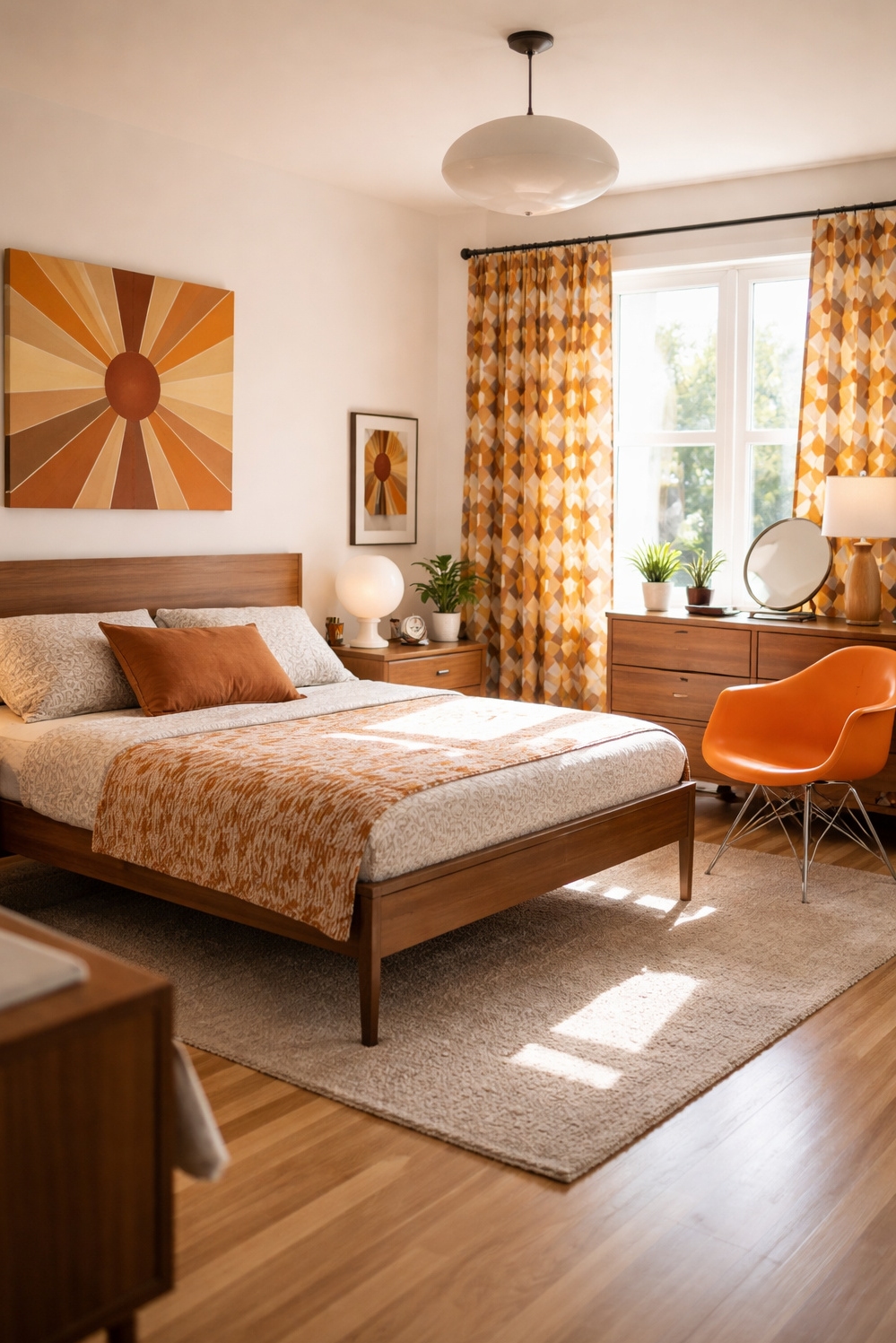 orange layout for bedroom - Orange Eames Chair Grabs Attention Right - The orange Eames chair grabs your attention right...