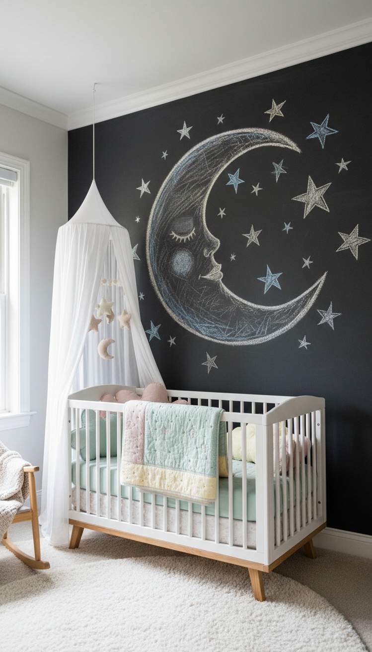 chalkboard wall ideas - Sweet Chalkboard Drawing for Nursery Wall - The sweet chalkboard wall ideas really shine in...