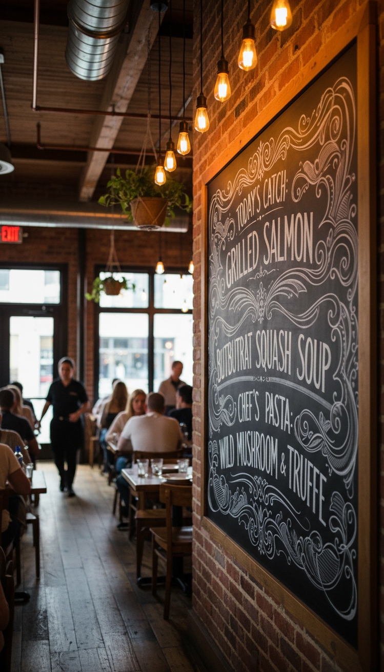 chalkboard wall ideas - Chalkboard Walls Grab Restaurant Interior Attention - These chalkboard walls in the restaurant interior grab...