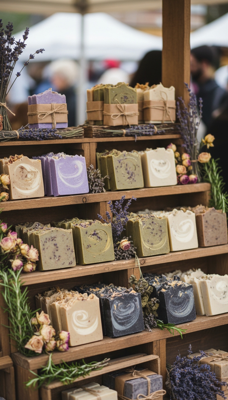vendor booth ideas - Warm Wood Shelves: Inviting Vendor Booth - These natural wood shelves create a warm, inviting...