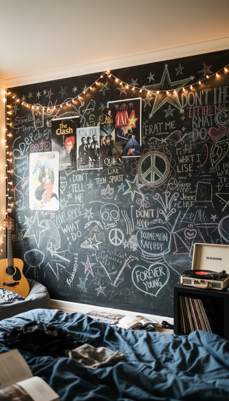 chalkboard wall ideas - Teen Bedroom Chalkboard Wall Steals Show - The chalkboard wall steals the show in this...