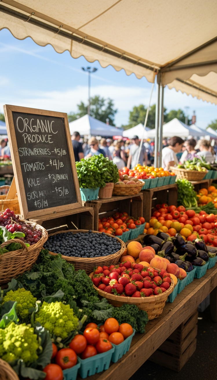 vendor booth ideas - Overflowing Crates: Vendor Booth Abundance - These wooden crates overflow with ripe tomatoes, shiny...