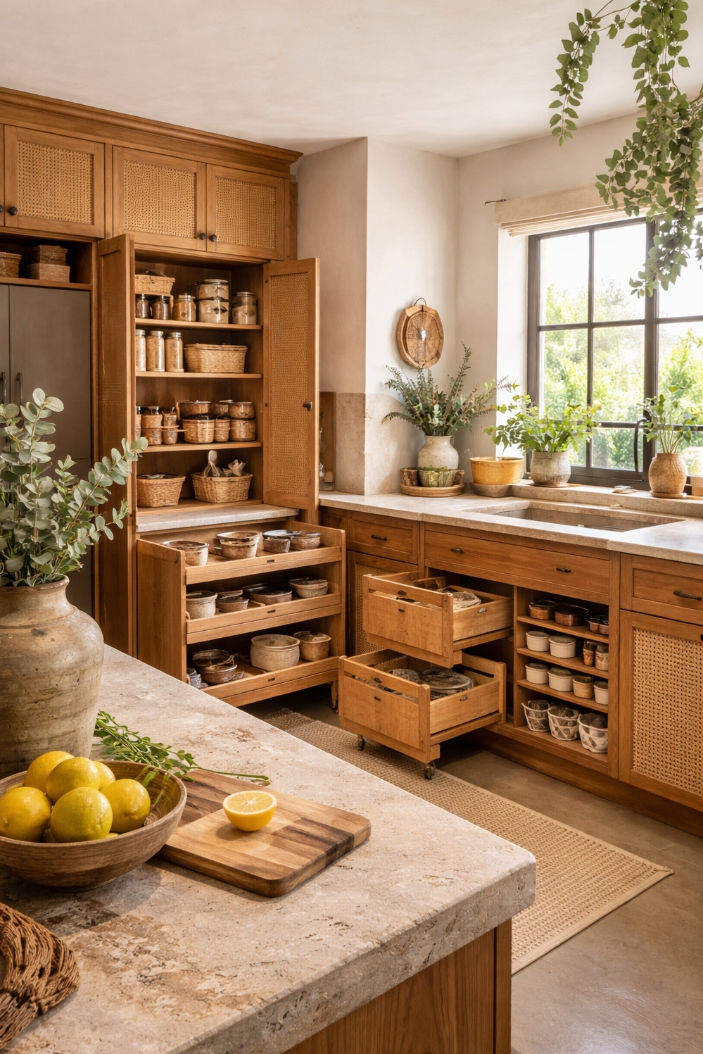 16 Ways to Design a Gorgeous earthy kitchen - Wooden Cabinets Bring Kitchen Warmth - These wooden cabinets bring warmth right away. The...
