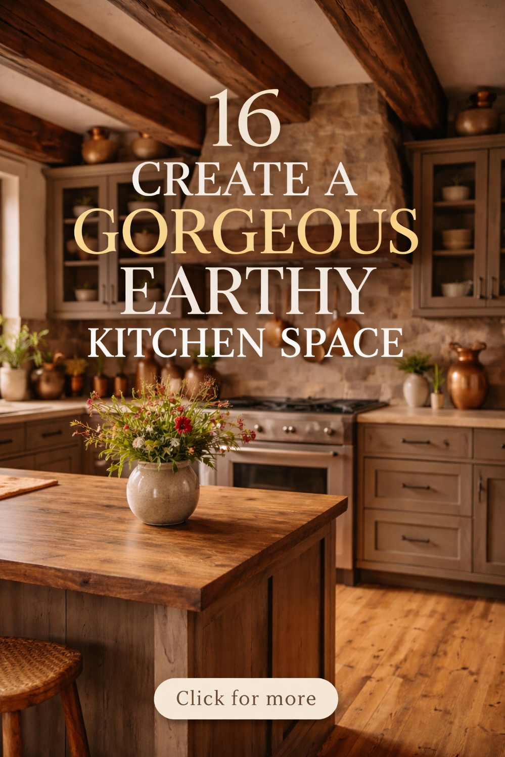 16 Ways to Design a Gorgeous earthy kitchen - Exposed Beams Create Warm Kitchen - These exposed wooden beams create a warm, inviting...