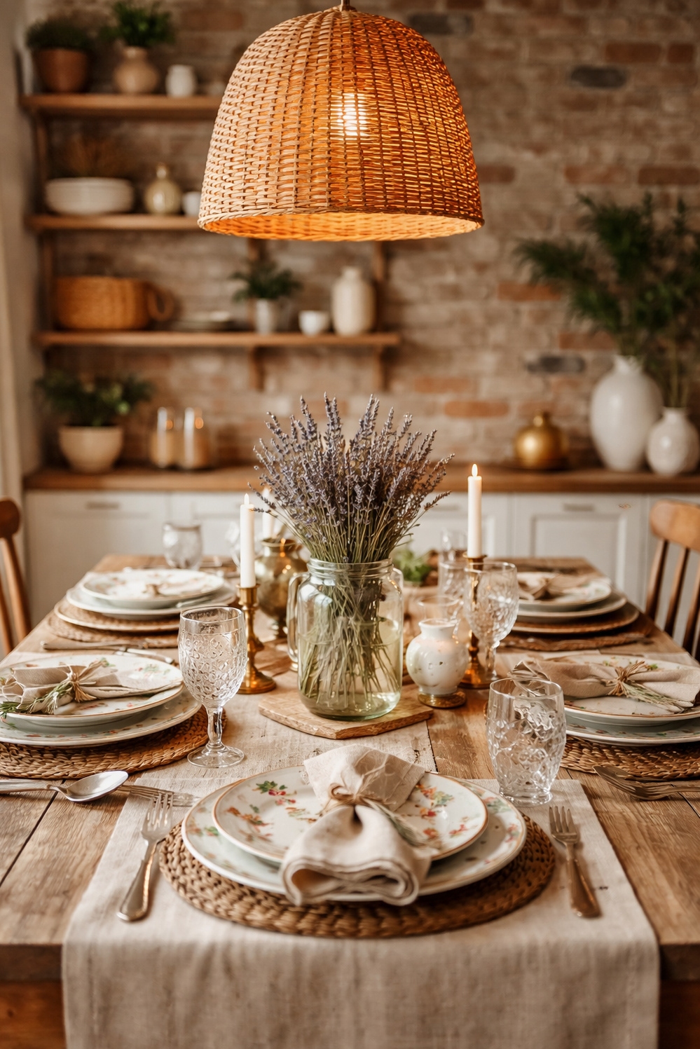 earthy cottage home decor - Farmhouse Table Anchors Cottage Dining Room - The farmhouse table anchors this earthy cottage dining...