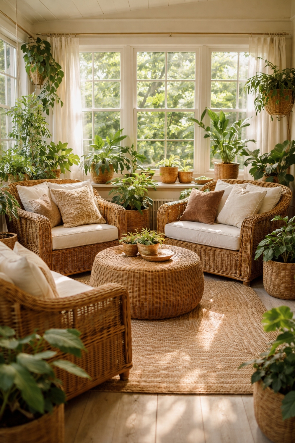 earthy cottage home decor - Wicker Furniture Creates Relaxed Seating - The wicker furniture creates a relaxed seating area...