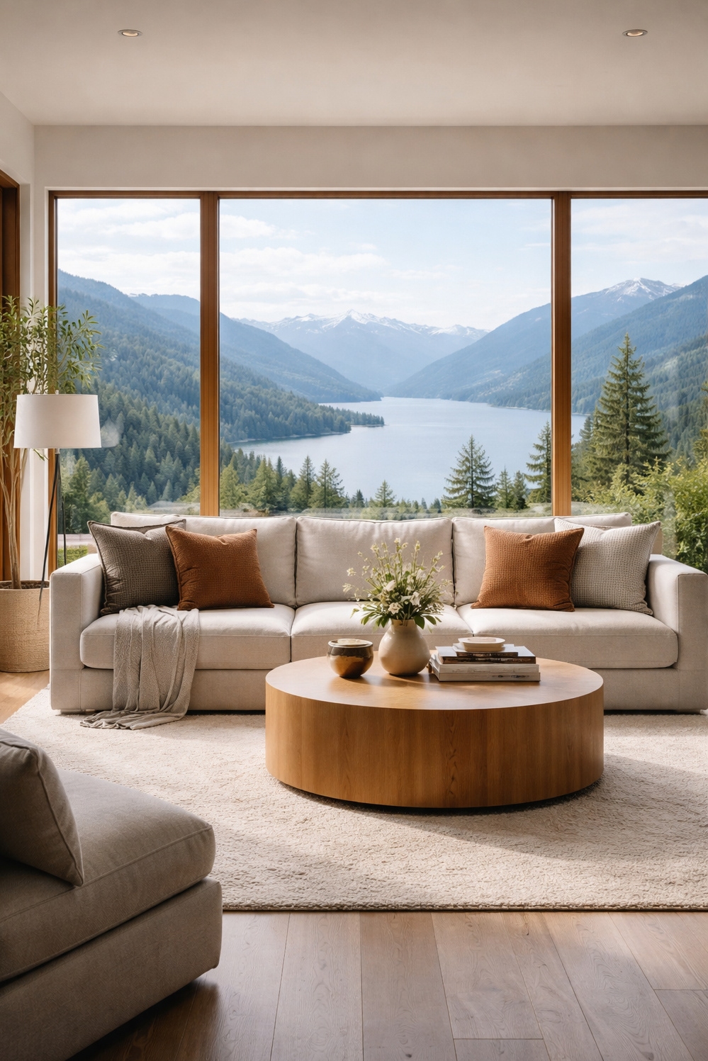 living room modern decor aesthetic - Large Windows Steal the Show - These large windows steal the show. They pull...