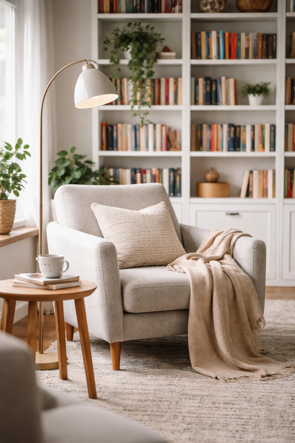 living room modern decor aesthetic - Colorful Books Brighten Modern Living - These colorful books practically jump off the shelf....