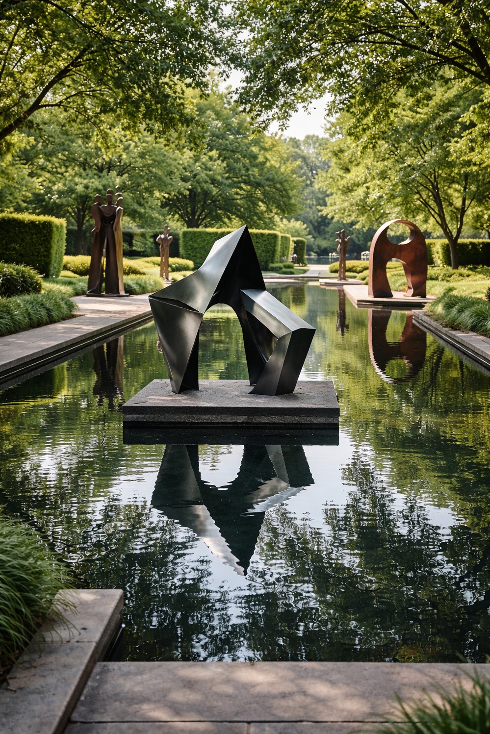 Modern landscape architecture - Reflecting Pool Anchors Modern Scene - The reflecting pool anchors this scene of modern...