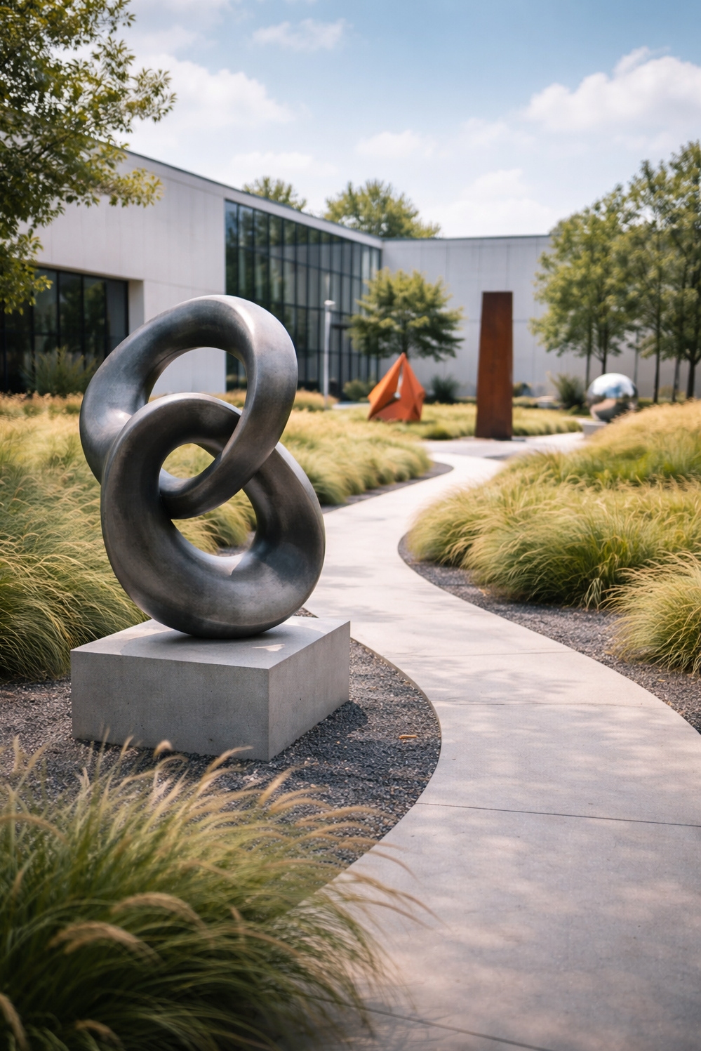 Modern landscape architecture - Concrete Pathways Create Outdoor Spine - The concrete pathways create a strong spine for...