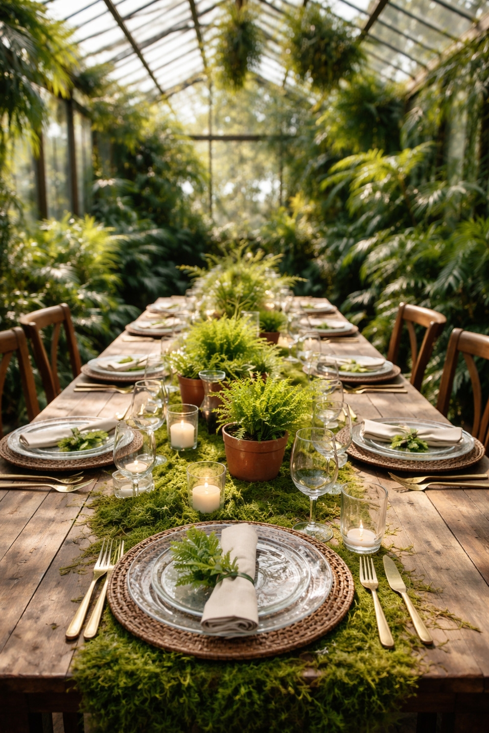 fun natural table settings - Moss Runners Bring Forest to Table - These moss runners bring the forest floor right...