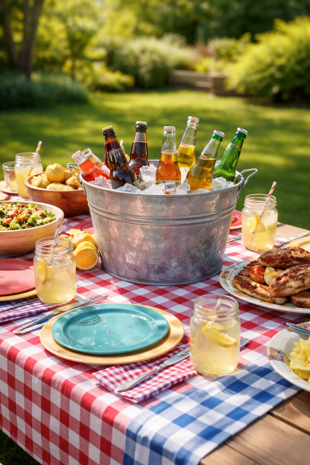 fun natural table settings - Checkered Tablecloths Bring Casual Outdoor Vibe - These checkered tablecloths bring a casual vibe to...