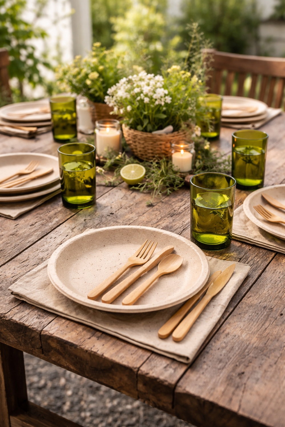 fun natural table settings - Reclaimed Wood Table: Inviting Feel - These natural table settings feel so inviting. The...