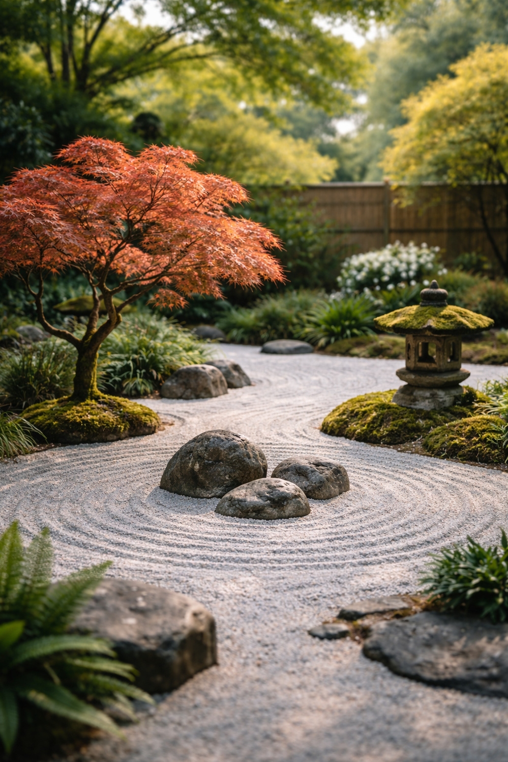 home garden landscaping ideas - Raked Gravel Creates Calming Garden Rhythm - The raked gravel creates a calming rhythm with...