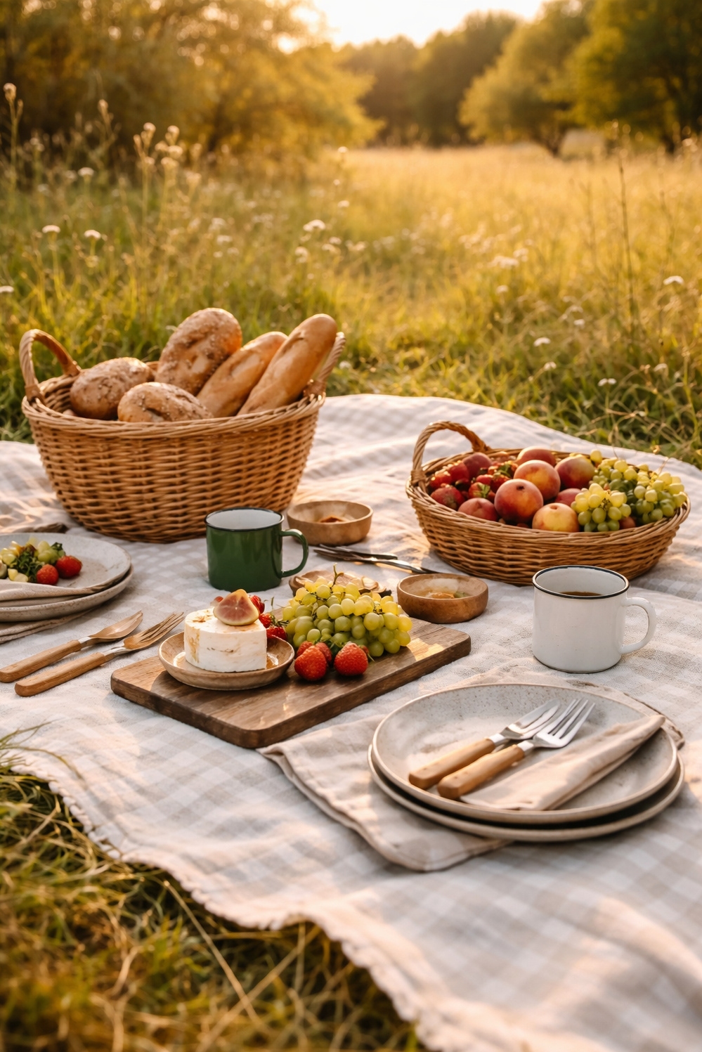 fun natural table settings - Sunny Picnic Table Setting Ideas - The picnic blanket, spread out in a sunny...