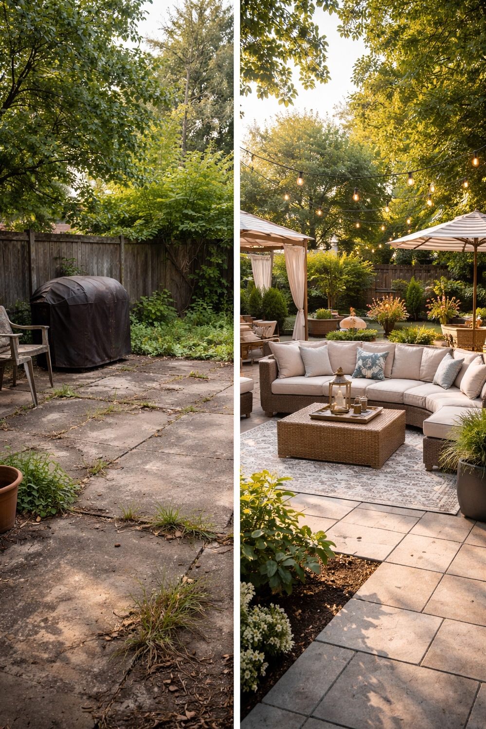 summer backyard patio ideas - Warm Glow Cast Across Patio - These string lights cast a warm glow across...