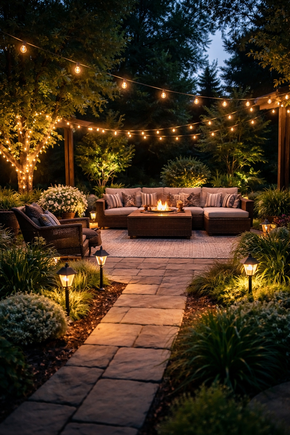 summer backyard patio ideas - String Lights Create Patio Magic - These string lights create a soft glow, like...