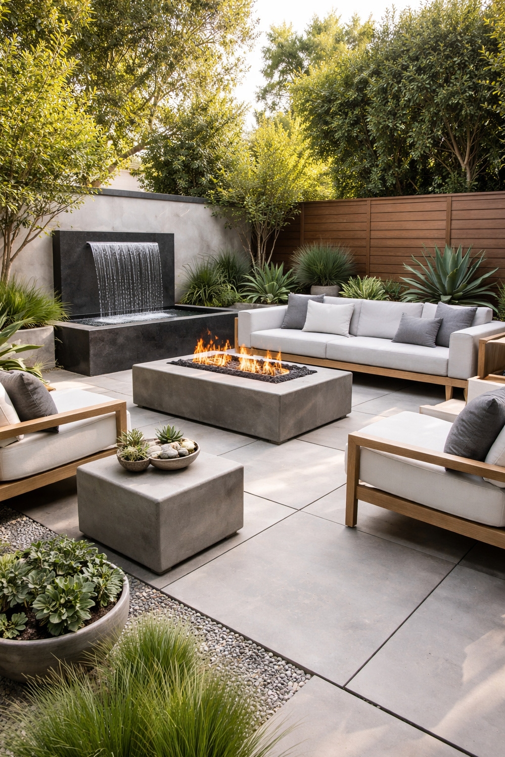 summer backyard patio ideas - Sleek Concrete Patio Design Ideas - These concrete pavers create a sleek foundation, setting...