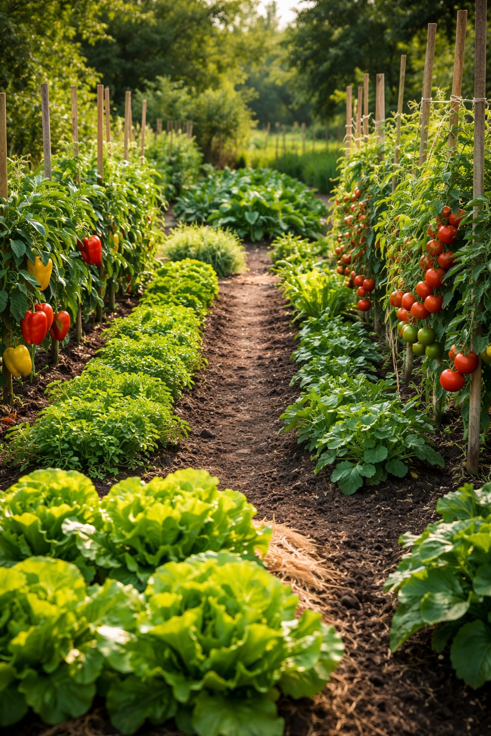 home garden landscaping ideas - Vegetable Rows Create Garden Feast - These rows of vegetables create a feast for...